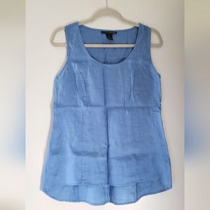 Grace Elements 100% Linen chambray look light blue sleeveless tank top Medium